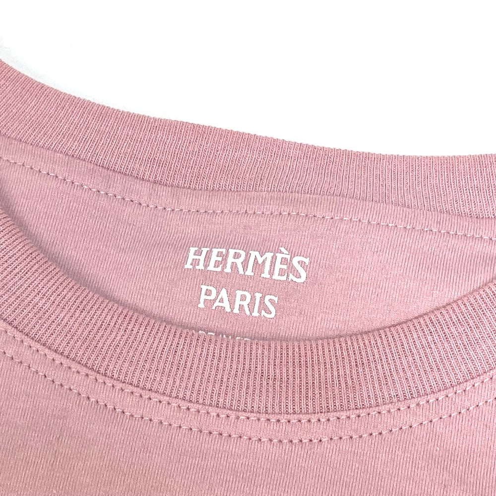 HERMES Short sleeve T-shirt cotton pink 22Stainless Steel cartouche Women 36 Used