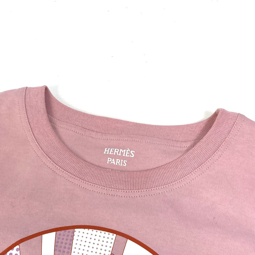 HERMES Short sleeve T-shirt cotton pink 22Stainless Steel cartouche Women 36 Used