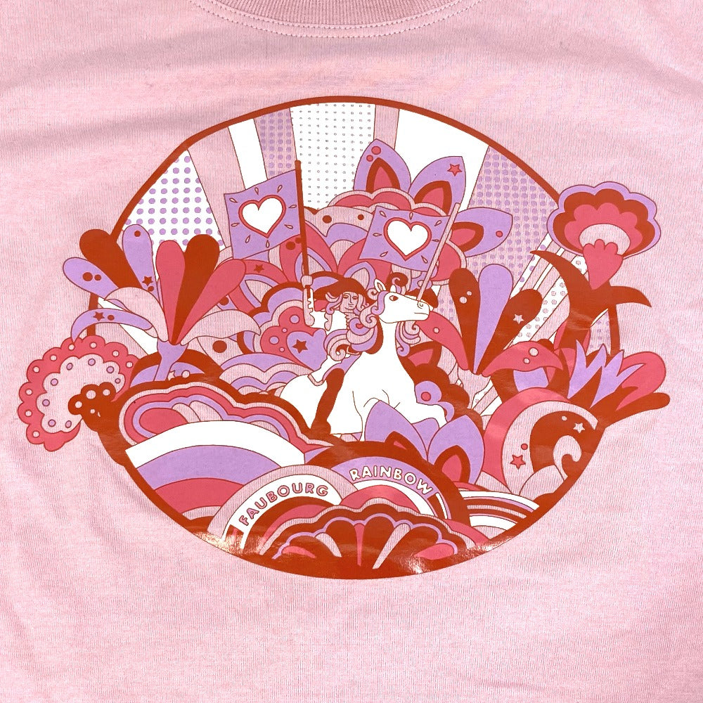 HERMES Short sleeve T-shirt cotton pink 22Stainless Steel cartouche Women 36 Used