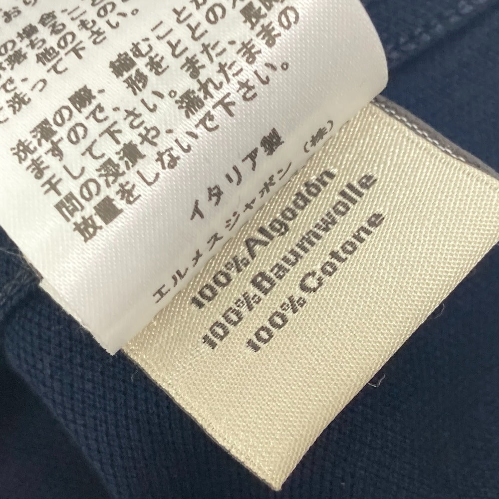 HERMES Short sleeve T-shirt cotton Navy Tops Apparel H embroidery mens XXL Used
