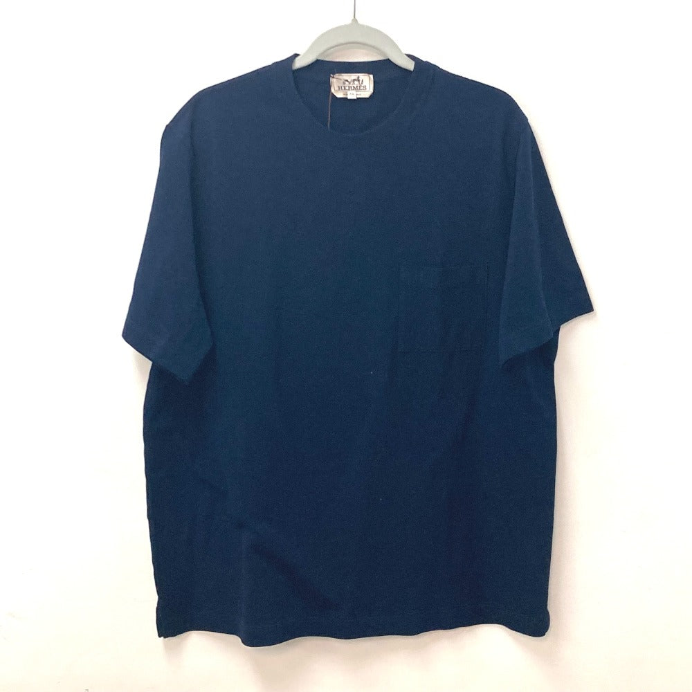 HERMES Short sleeve T-shirt cotton Navy Tops Apparel H embroidery mens XXL Used
