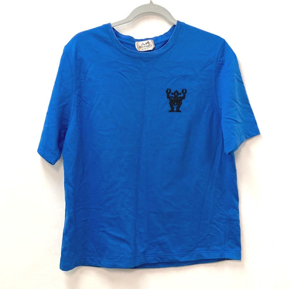 HERMES Short sleeve T-shirt cotton blue Hello Mr. Falier Patch mens M Used