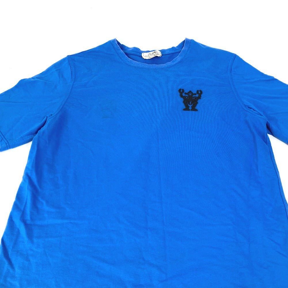 HERMES Short sleeve T-shirt cotton blue Hello Mr. Falier Patch mens M Used
