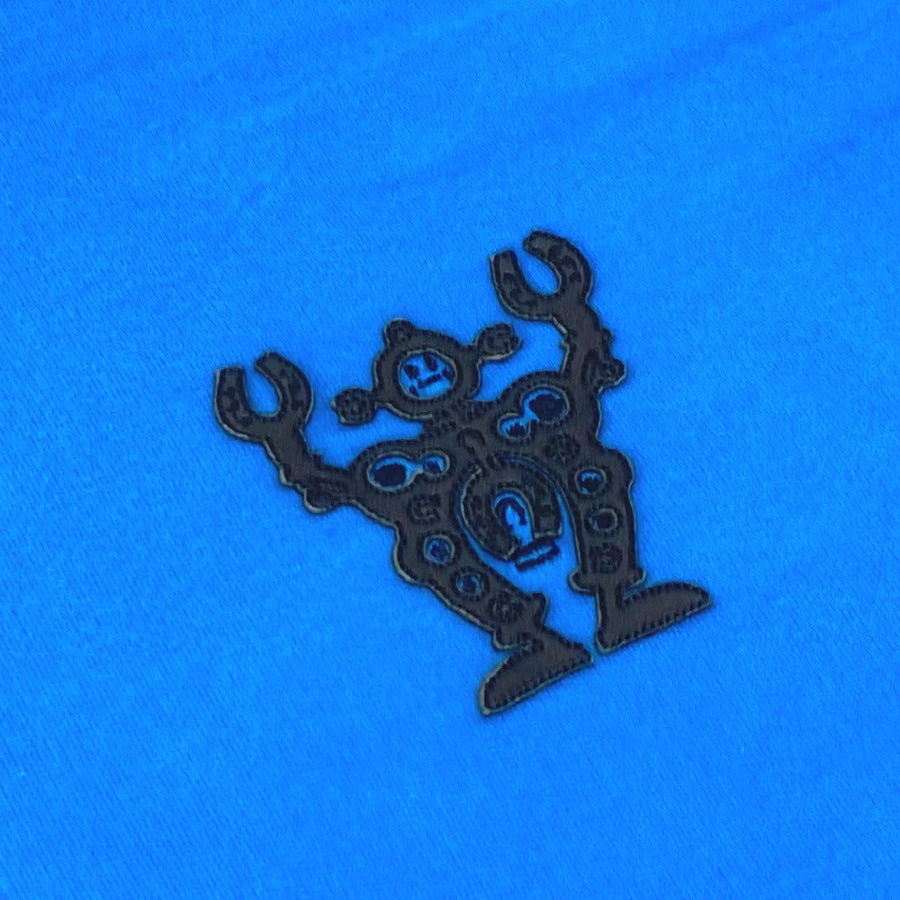 HERMES Short sleeve T-shirt cotton blue Hello Mr. Falier Patch mens M Used