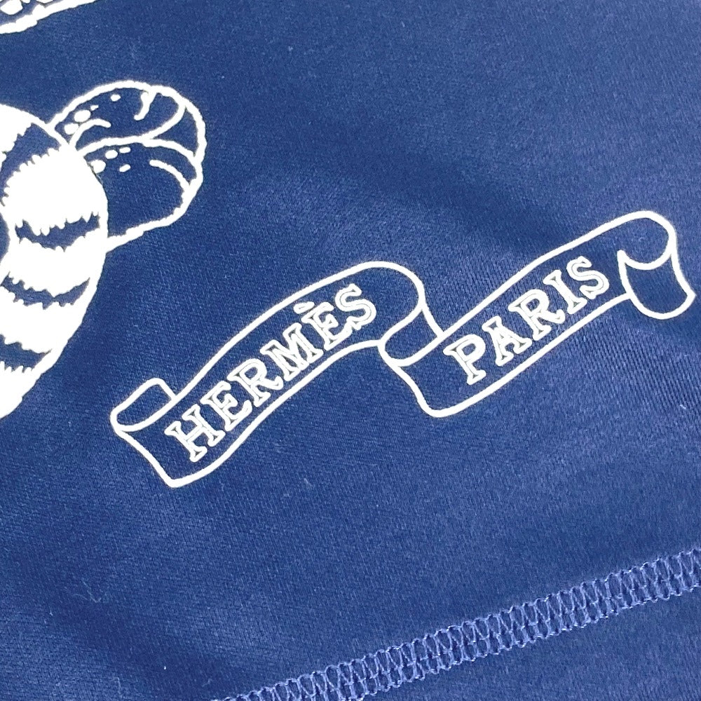 HERMES Short sleeve T-shirt cotton Navy leopard leopard leopard Jungle Love logo Women 34 Used