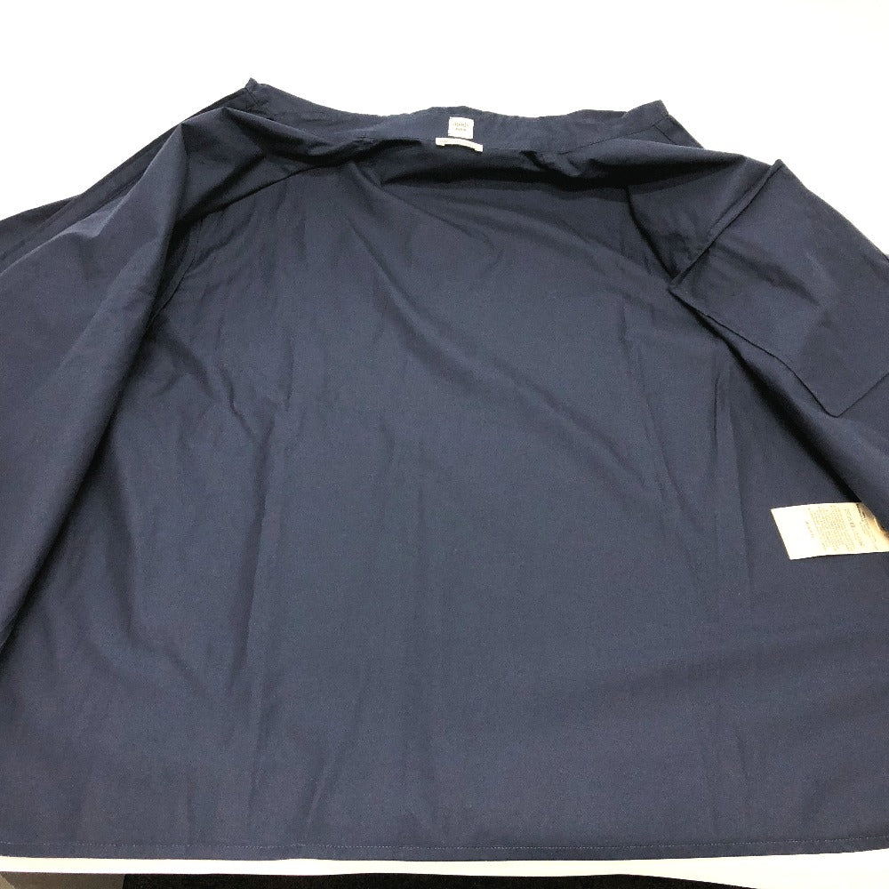 HERMES Long sleeve shirt cotton Navy 23 Stainless Steel Serie Button Zip up Women 34 Used