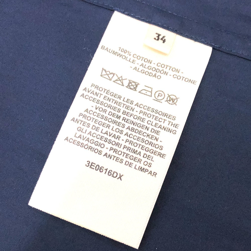 HERMES Long sleeve shirt cotton Navy 23 Stainless Steel Serie Button Zip up Women 34 Used