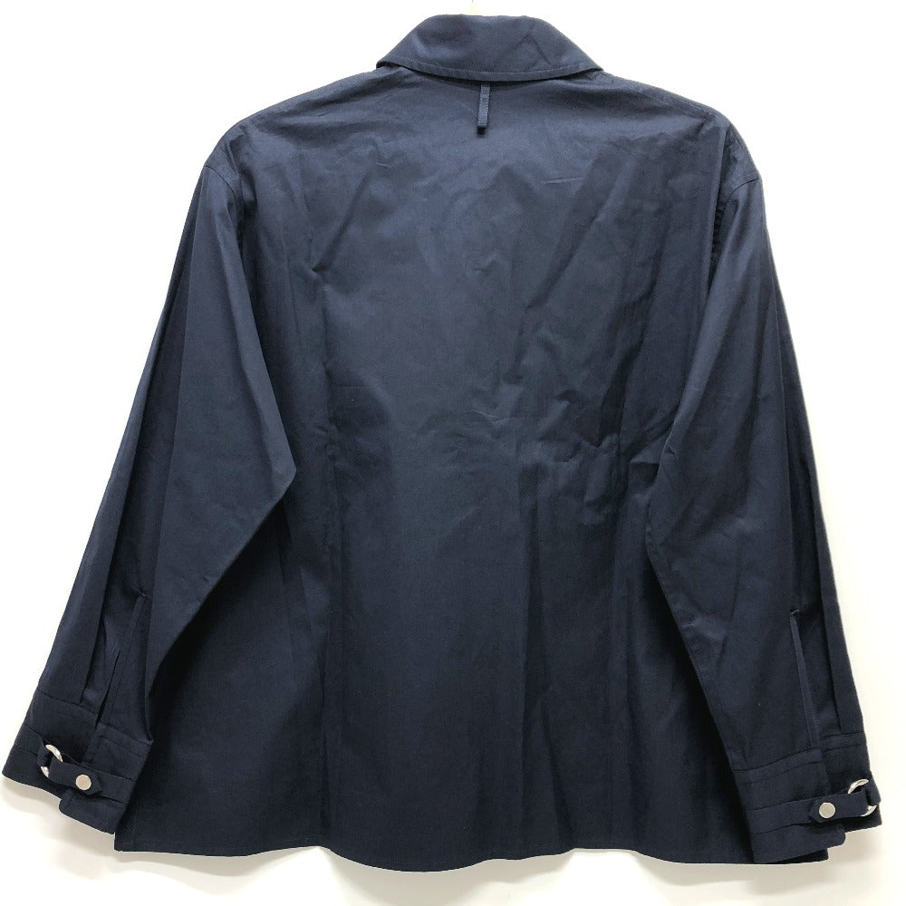 HERMES Long sleeve shirt cotton Navy 23 Stainless Steel Serie Button Zip up Women 34 Used