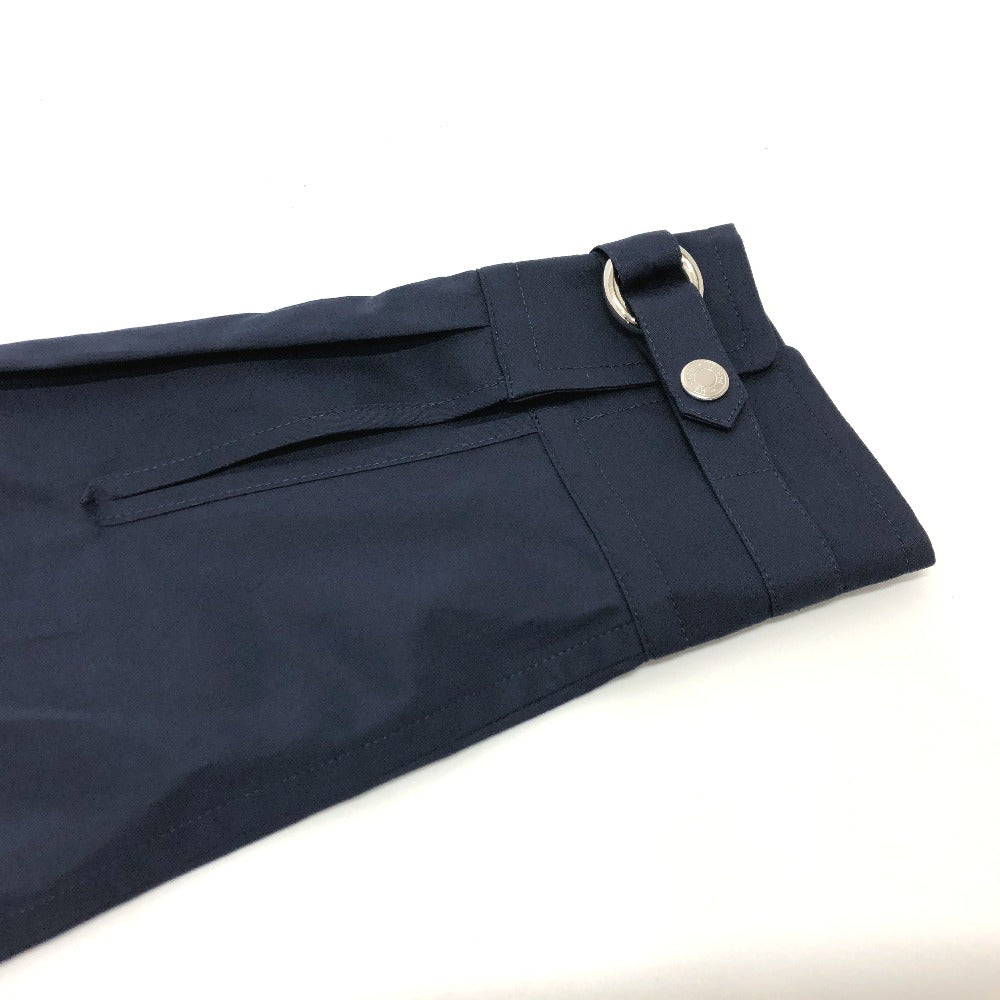 HERMES Long sleeve shirt cotton Navy 23 Stainless Steel Serie Button Zip up Women 34 Used