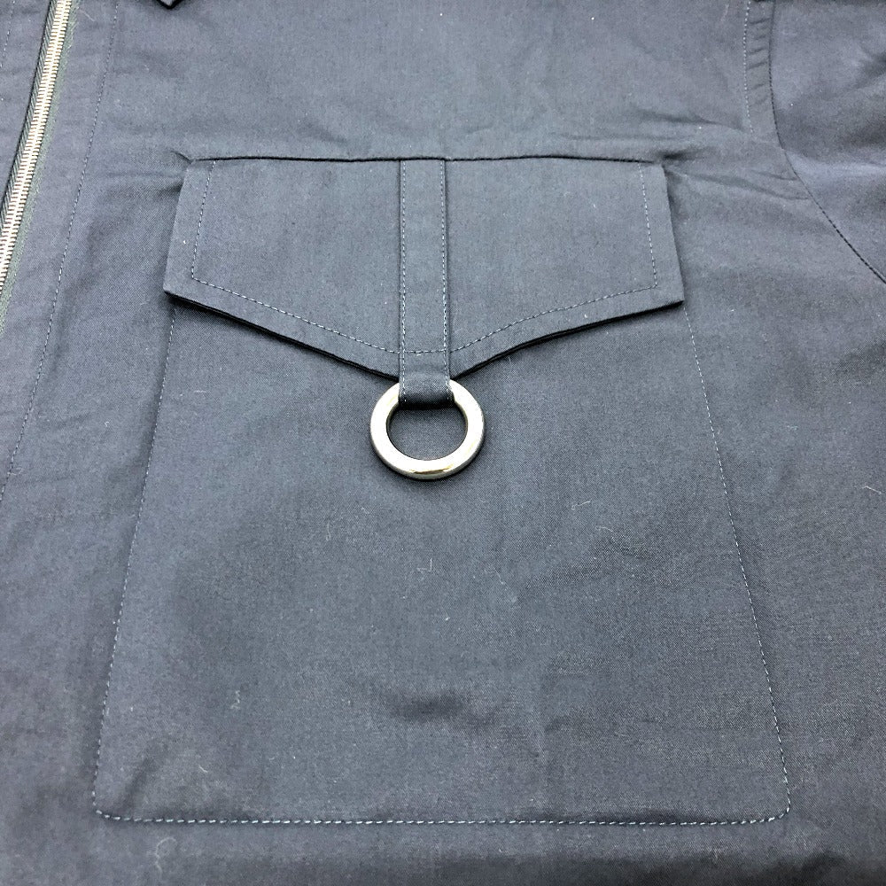 HERMES Long sleeve shirt cotton Navy 23 Stainless Steel Serie Button Zip up Women 34 Used