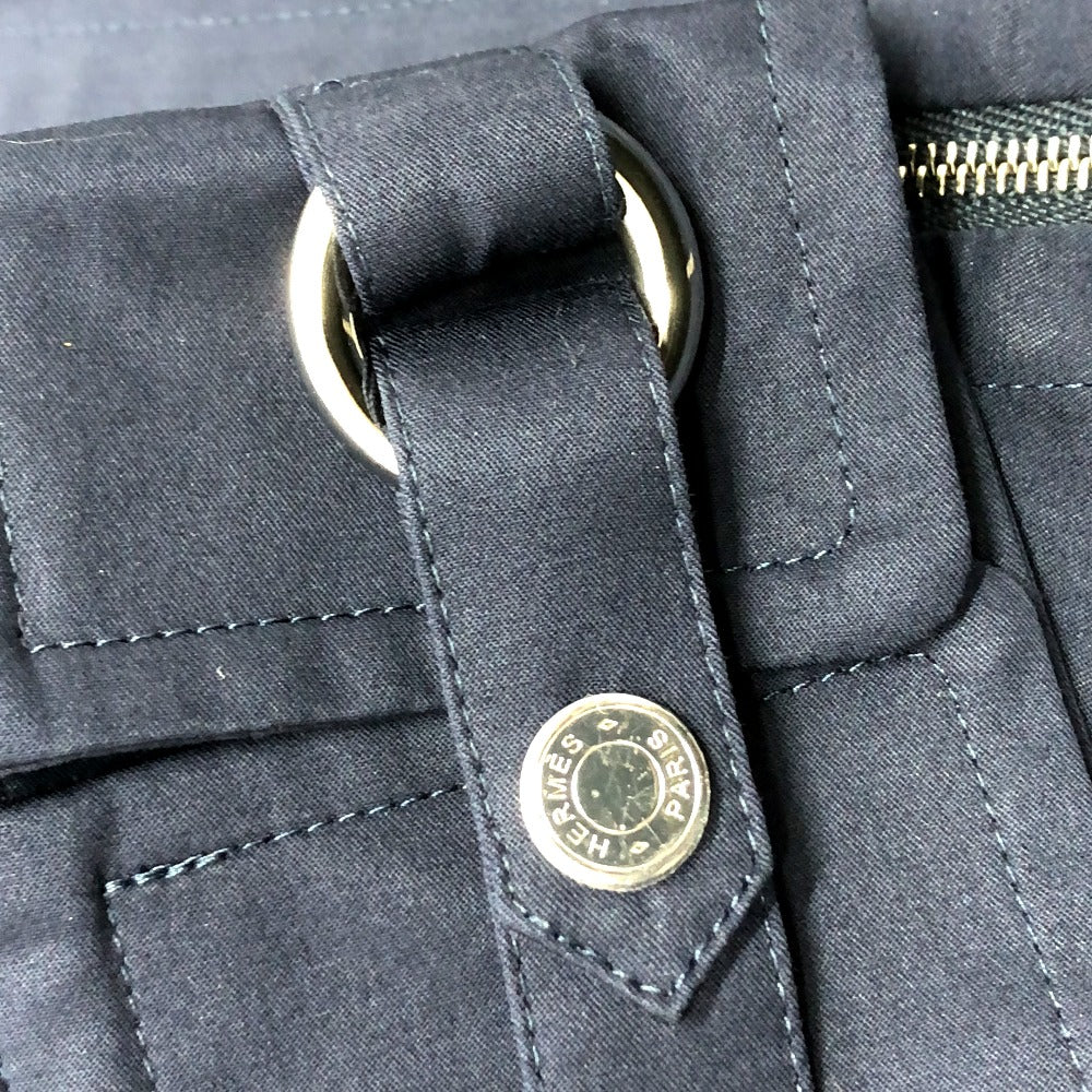 HERMES Long sleeve shirt cotton Navy 23 Stainless Steel Serie Button Zip up Women 34 Used