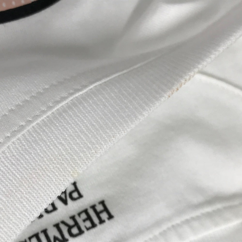 HERMES Short sleeve T-shirt cotton white logo Microcartouche Women 38 Used