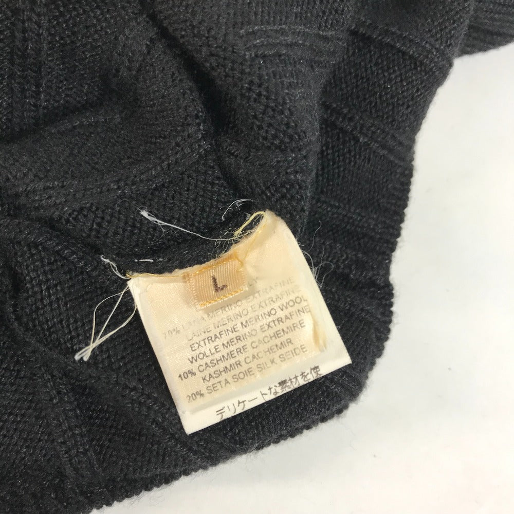 HERMES sweater Wool, Silk, Cashmere black Turtleneck Long Sleeve Apparel stripe mens L Used
