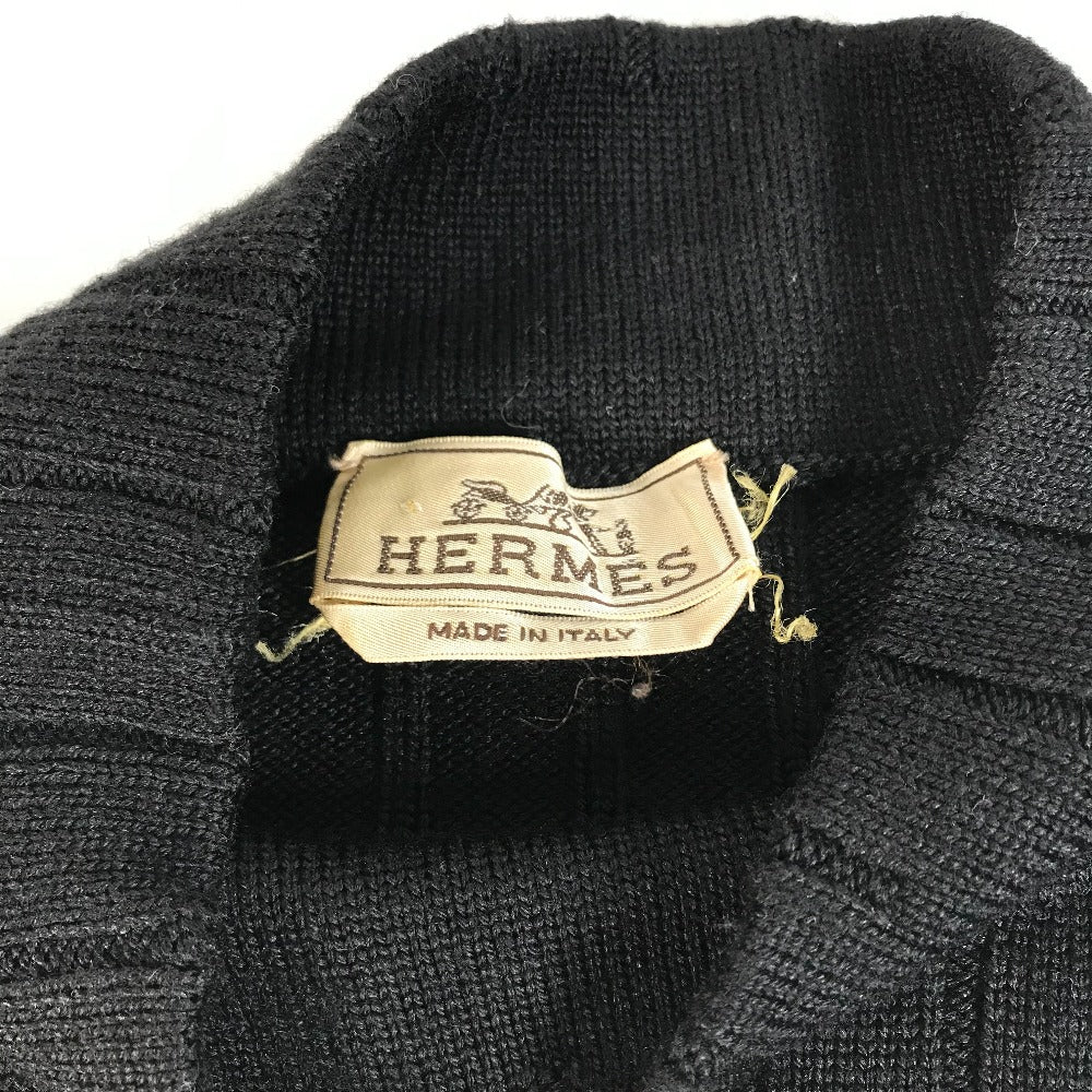 HERMES sweater Wool, Silk, Cashmere black Turtleneck Long Sleeve Apparel stripe mens L Used