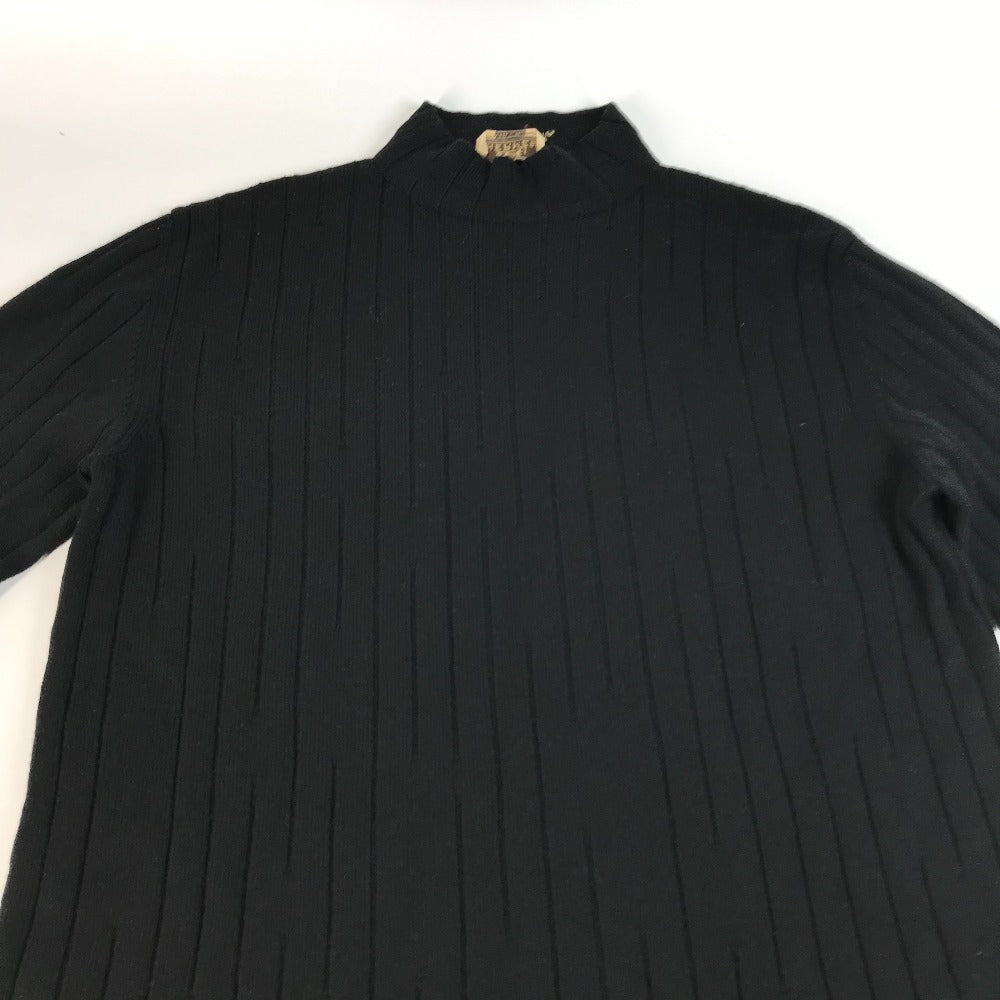 HERMES sweater Wool, Silk, Cashmere black Turtleneck Long Sleeve Apparel stripe mens L Used