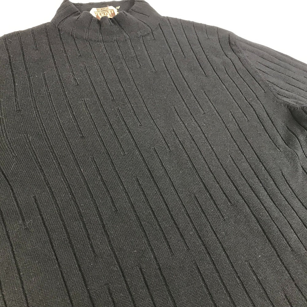 HERMES sweater Wool, Silk, Cashmere black Turtleneck Long Sleeve Apparel stripe mens L Used