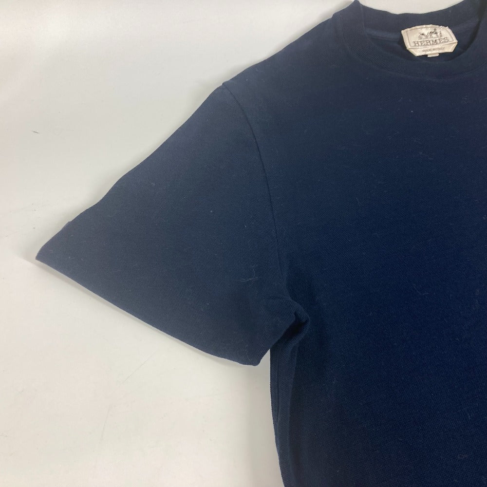 HERMES Short sleeve T-shirt cotton Navy pocket logo mens M Used