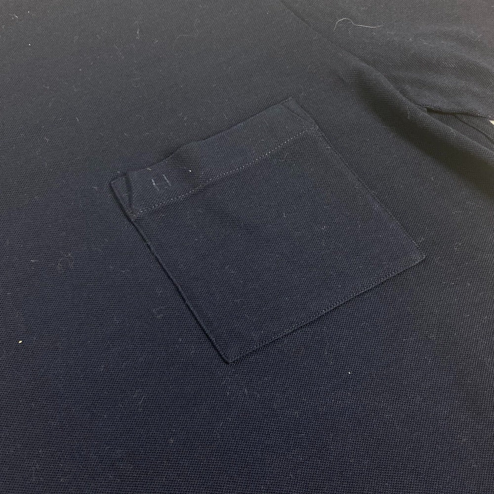 HERMES Short sleeve T-shirt cotton Navy pocket logo mens M Used