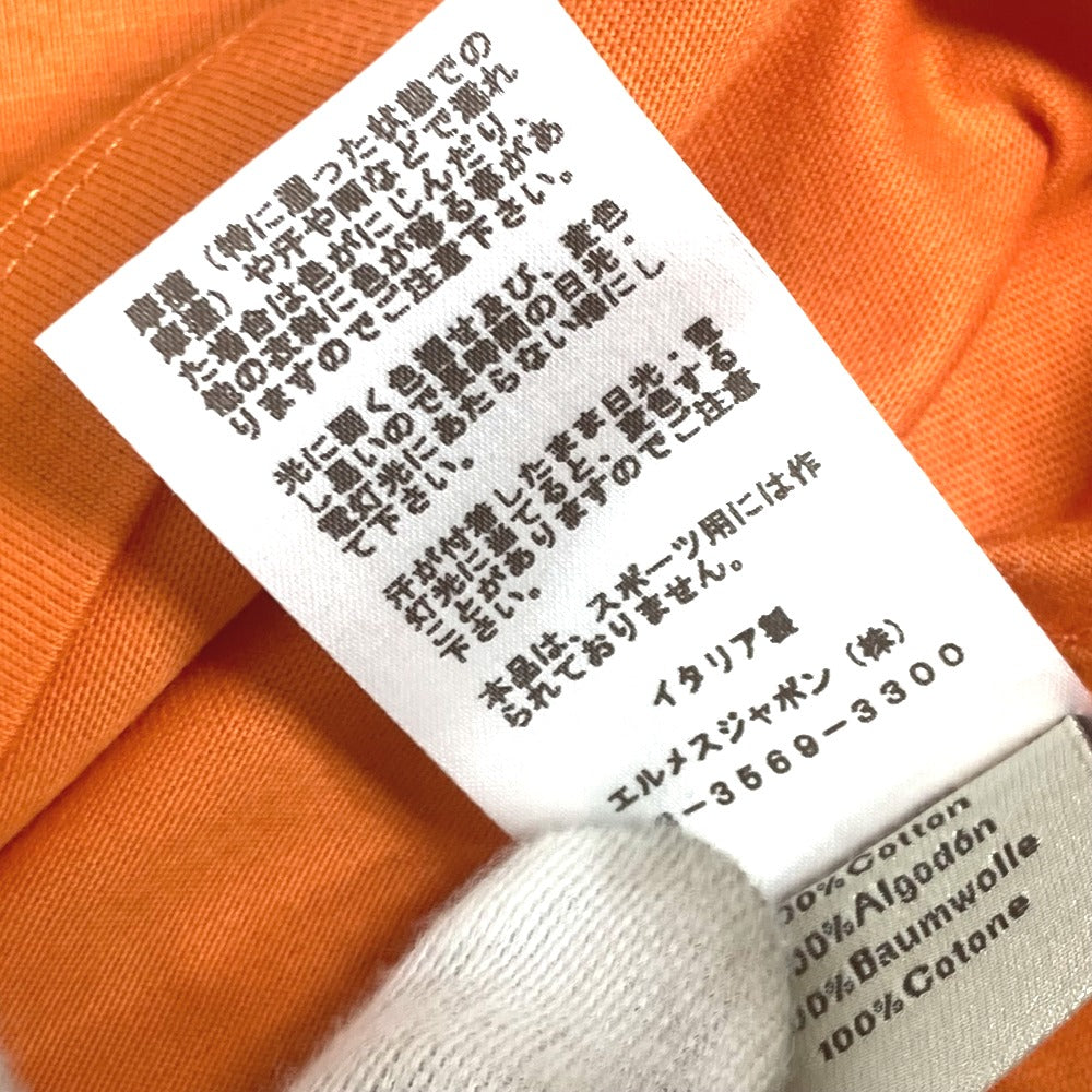 HERMES Short sleeve T-shirt cotton Orange logo mens M Used