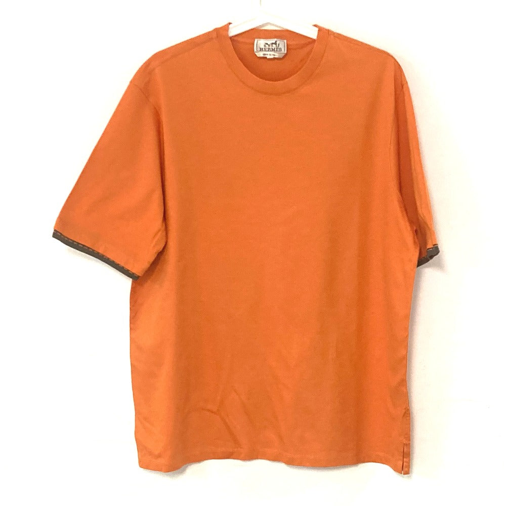 HERMES Short sleeve T-shirt cotton Orange logo mens M Used
