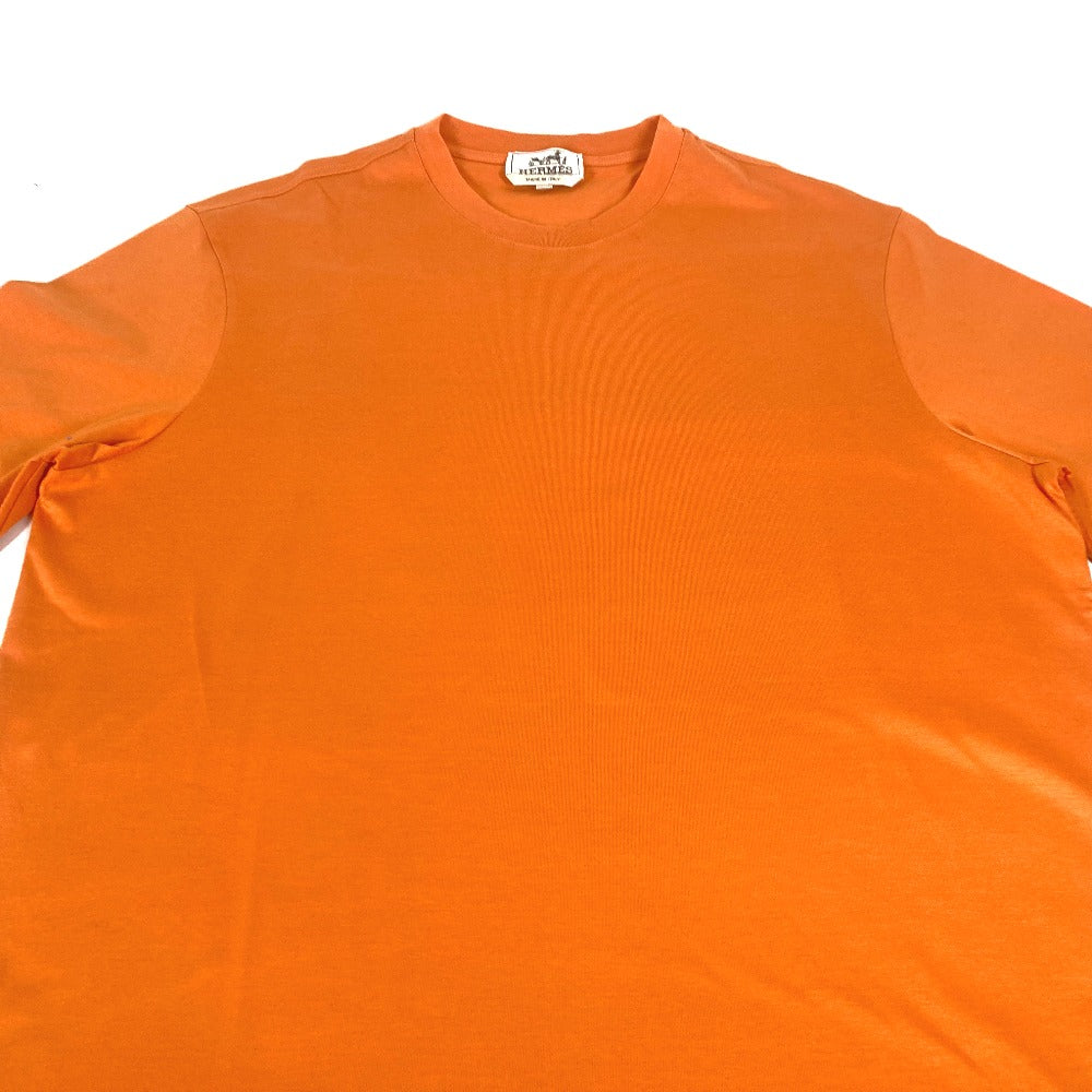 HERMES Short sleeve T-shirt cotton Orange logo mens M Used