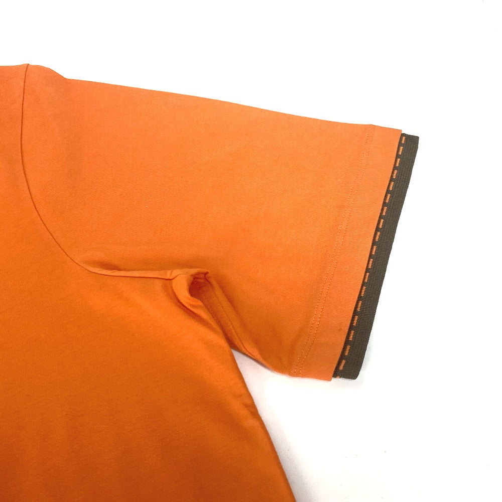 HERMES Short sleeve T-shirt cotton Orange logo mens M Used