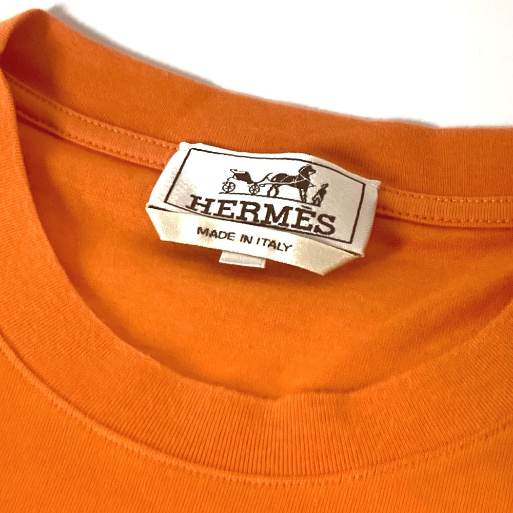 HERMES Short sleeve T-shirt cotton Orange logo mens M Used