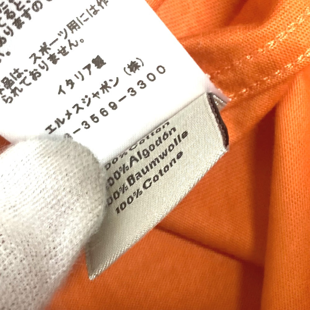 HERMES Short sleeve T-shirt cotton Orange logo mens M Used