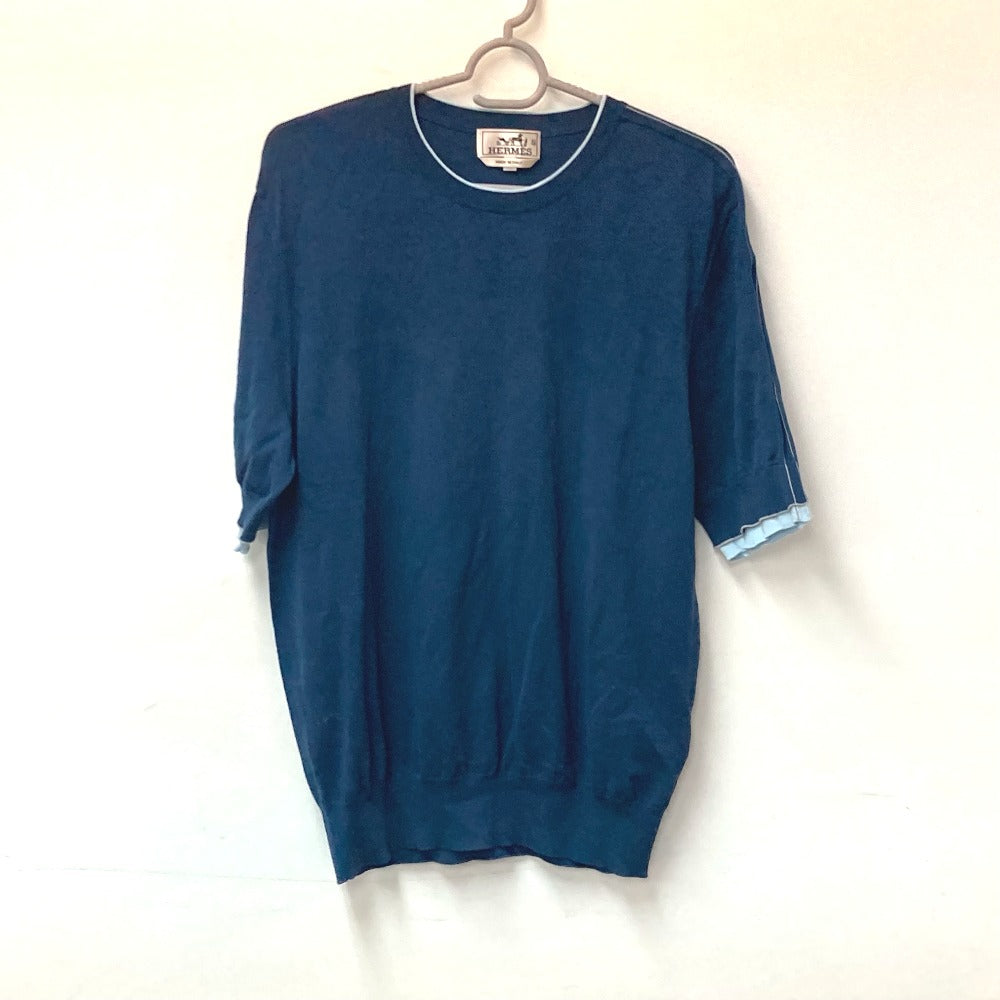 HERMES Short sleeve T-shirt cotton blue By color logo mens S Used