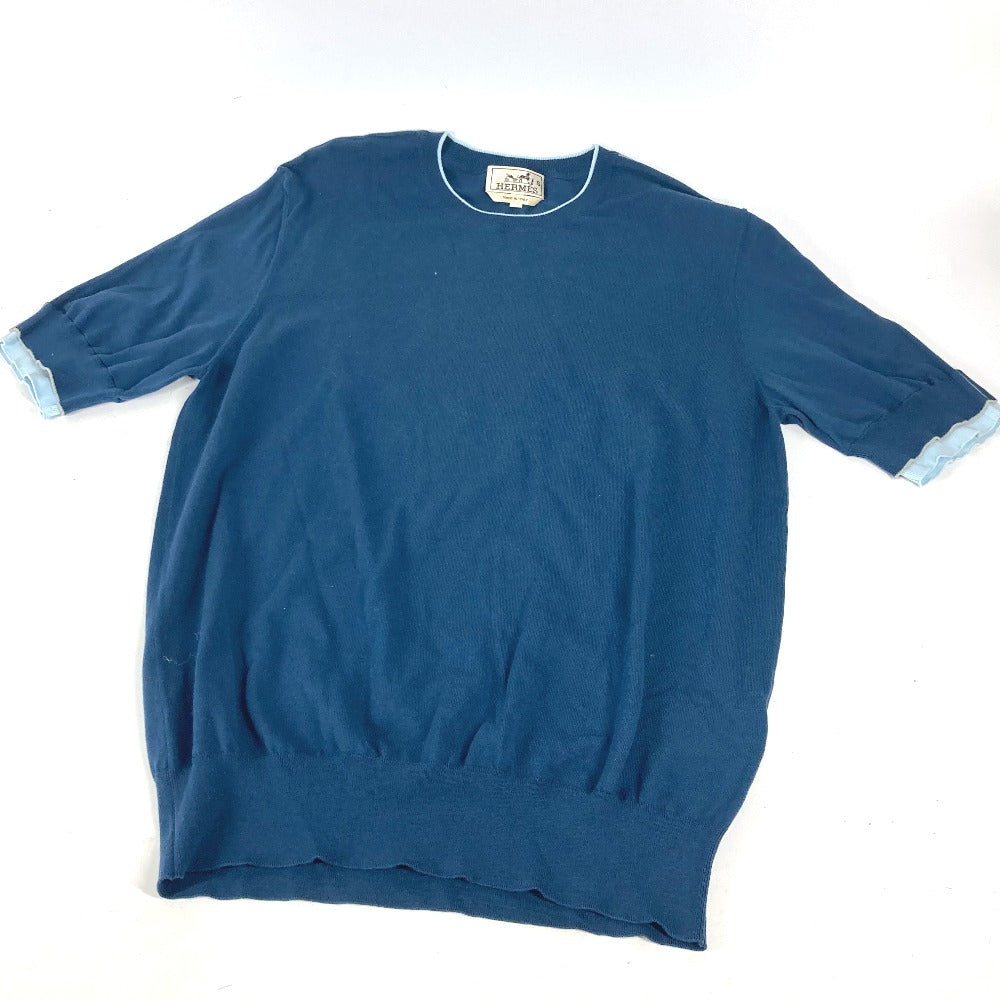 HERMES Short sleeve T-shirt cotton blue By color logo mens S Used