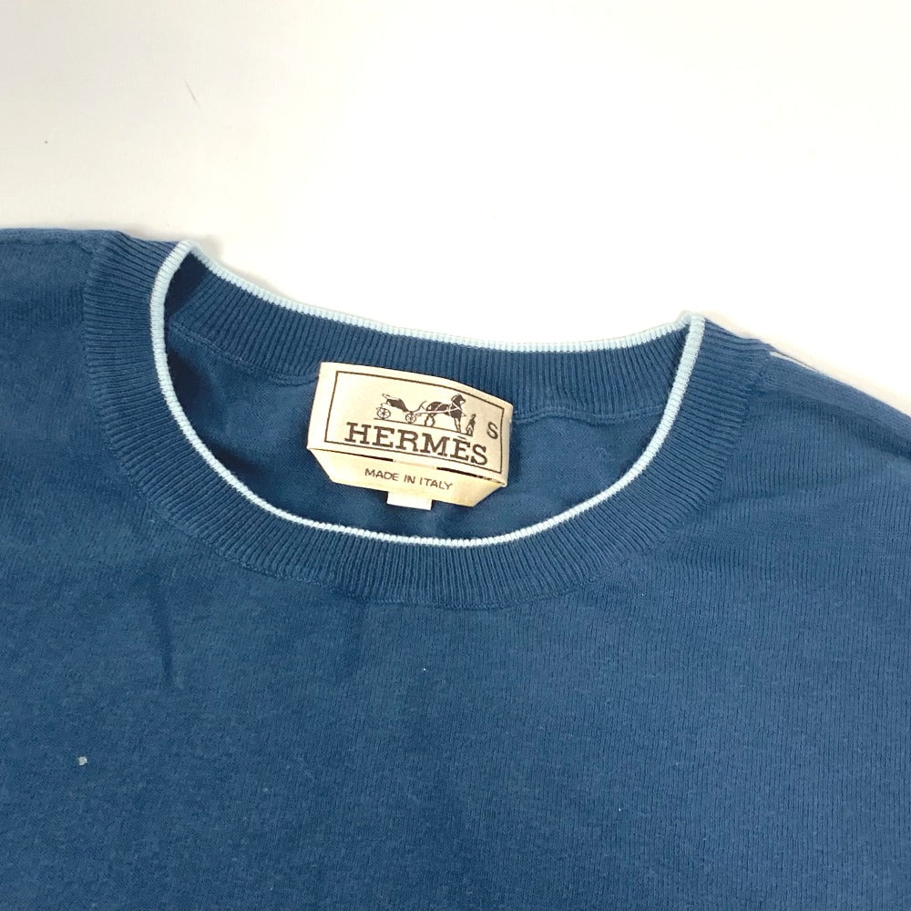 HERMES Short sleeve T-shirt cotton blue By color logo mens S Used