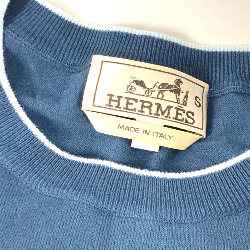 HERMES Short sleeve T-shirt cotton blue By color logo mens S Used