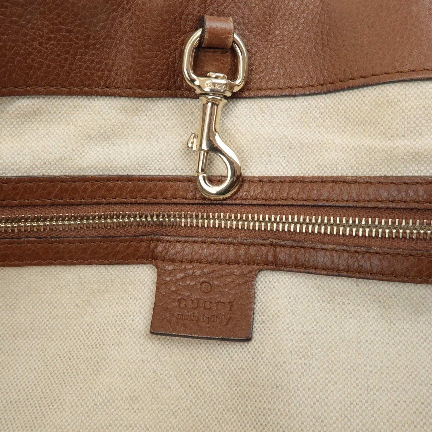 GUCCI Bamboo GG Canvas Leather Tote Bag Beige Brown 269954