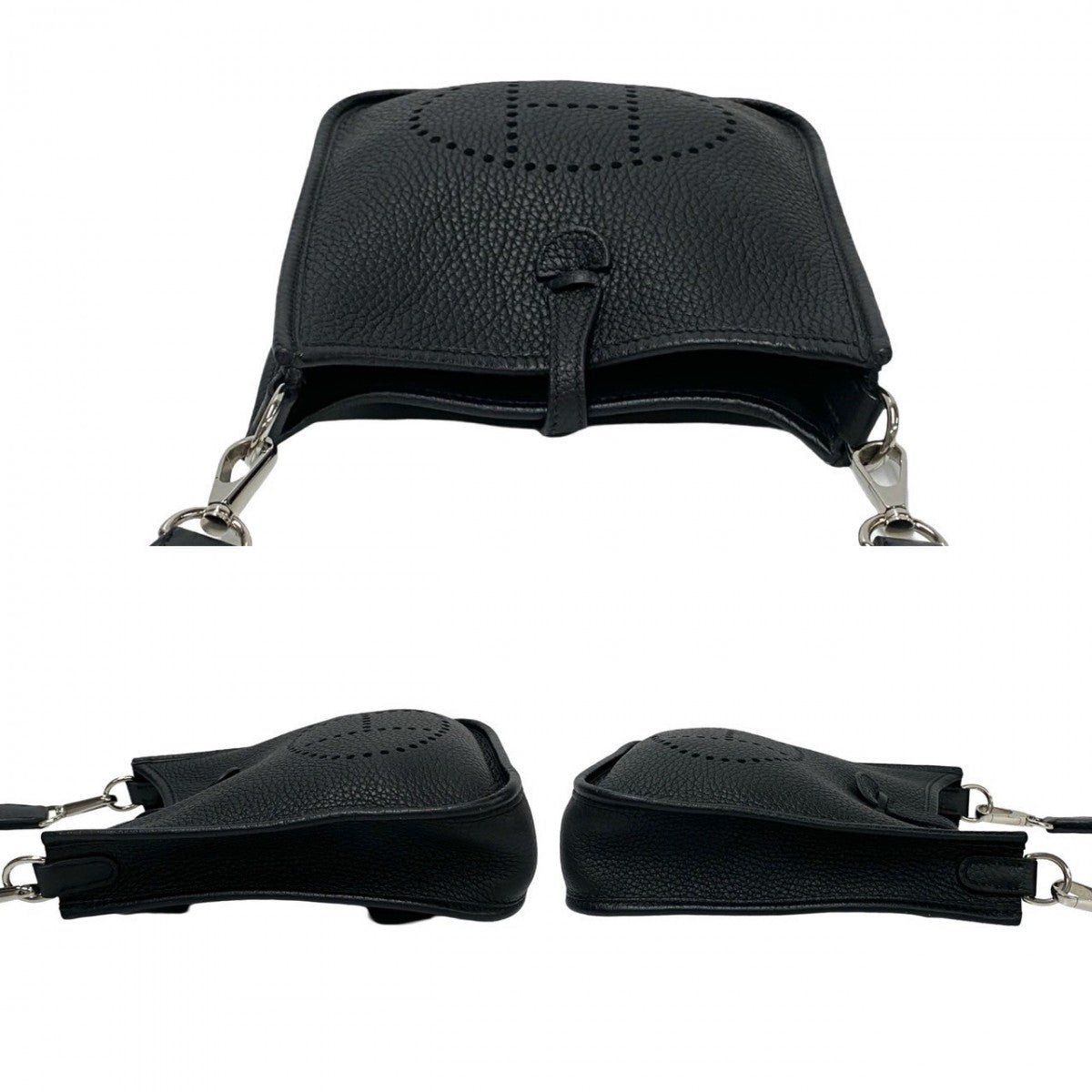 HERMES Shoulder Bag Taurillon Clemence black Evelyn TPM