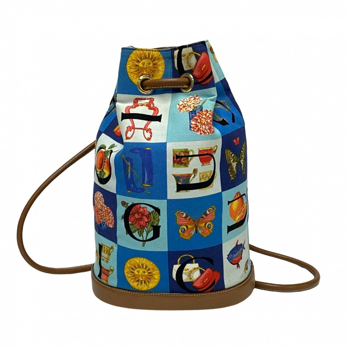 GUCCI Backpack Leather, Canvas multicolor Overall handle Shimo Women Used