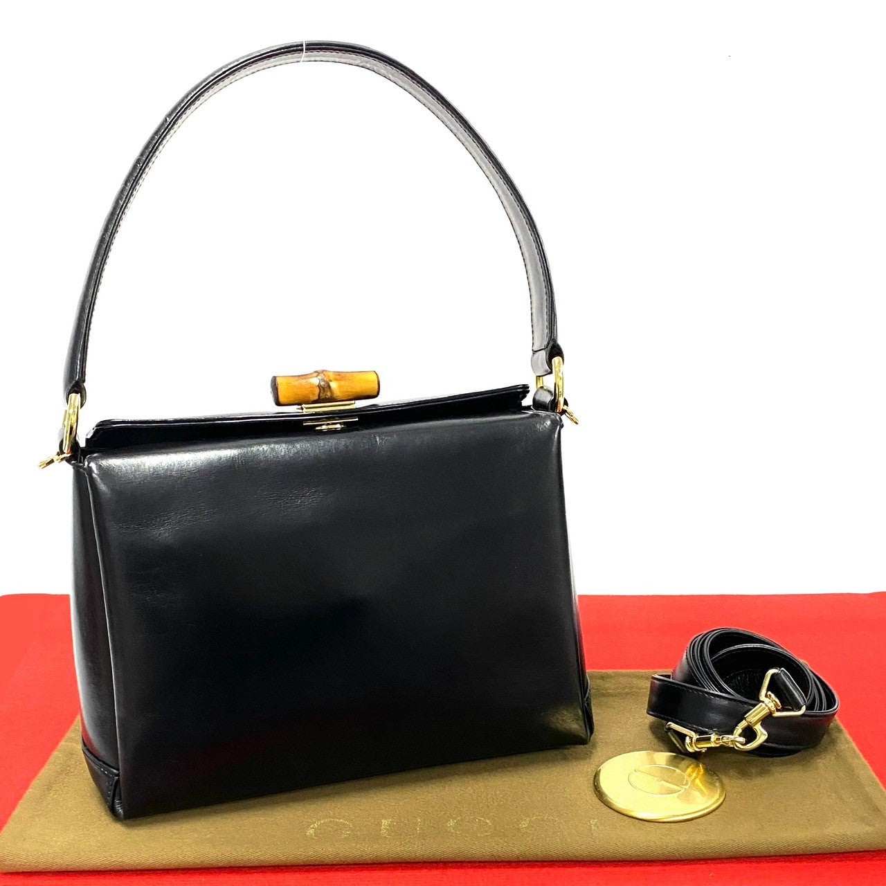 GUCCI Shoulder Bag Calfskin, Leather black Bamboo Women Used