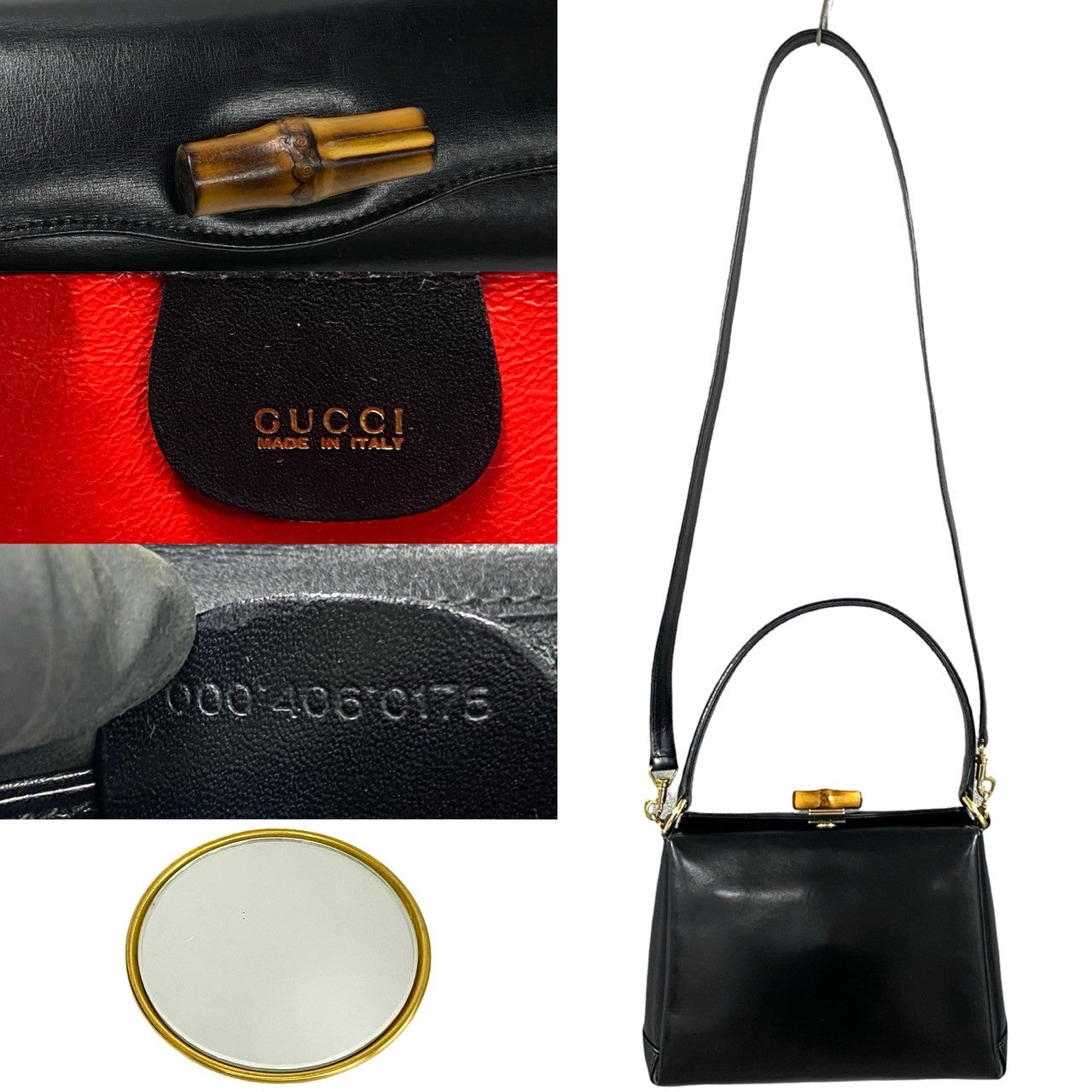 GUCCI Shoulder Bag Calfskin, Leather black Bamboo Women Used
