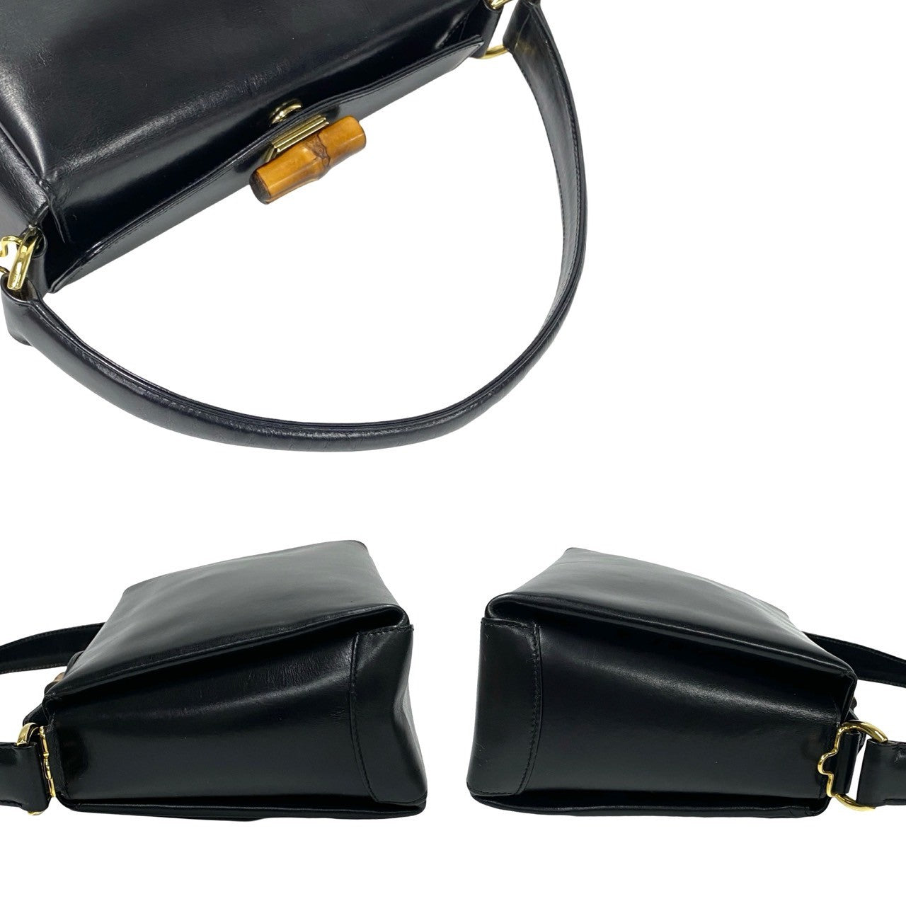 GUCCI Shoulder Bag Calfskin, Leather black Bamboo Women Used