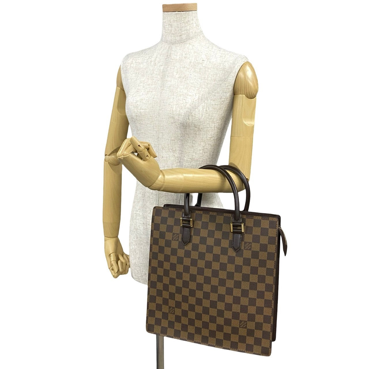 LOUIS VUITTON Handbag Leather, PVC Brown Damier Venice PM Women Used
