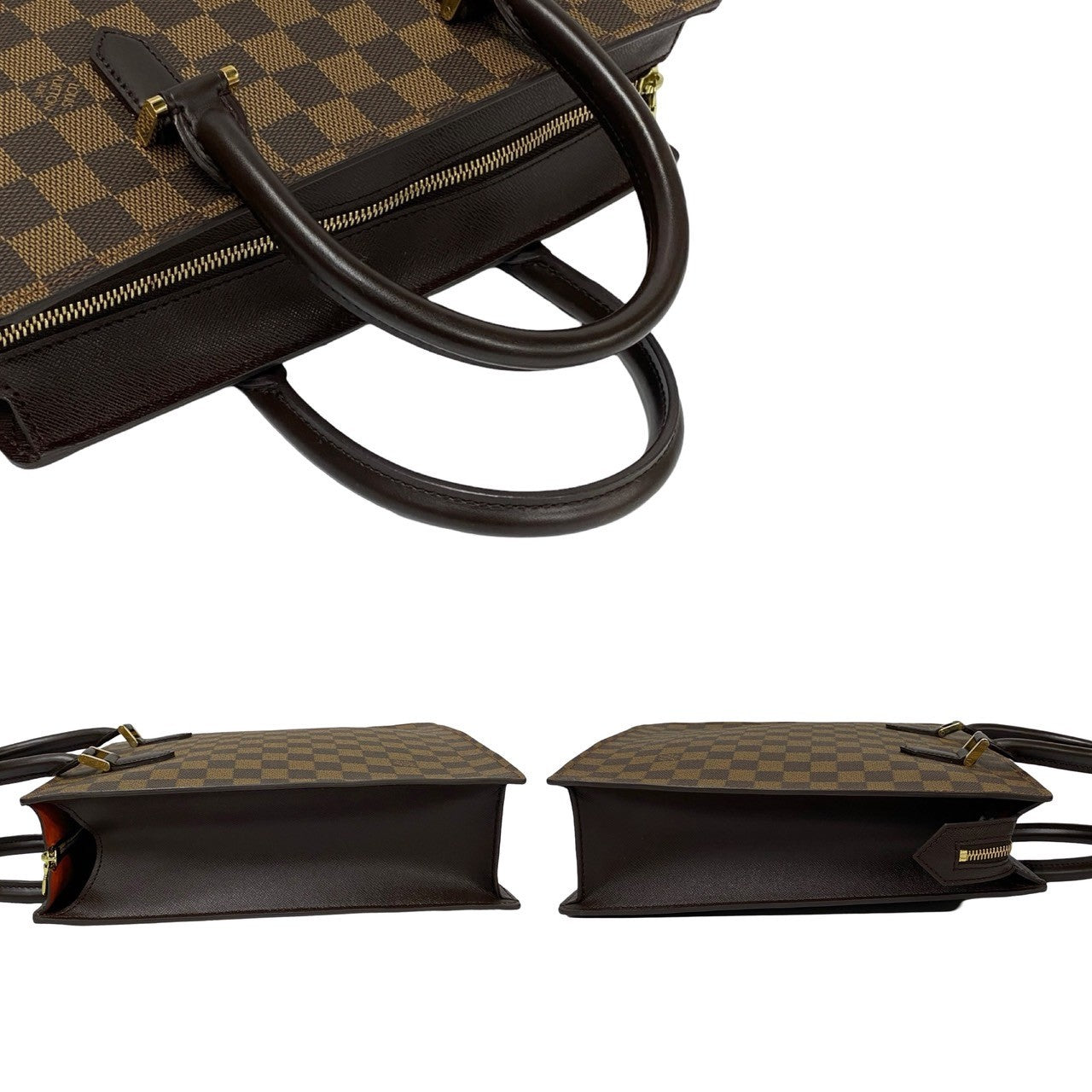 LOUIS VUITTON Handbag Leather, PVC Brown Damier Venice PM Women Used