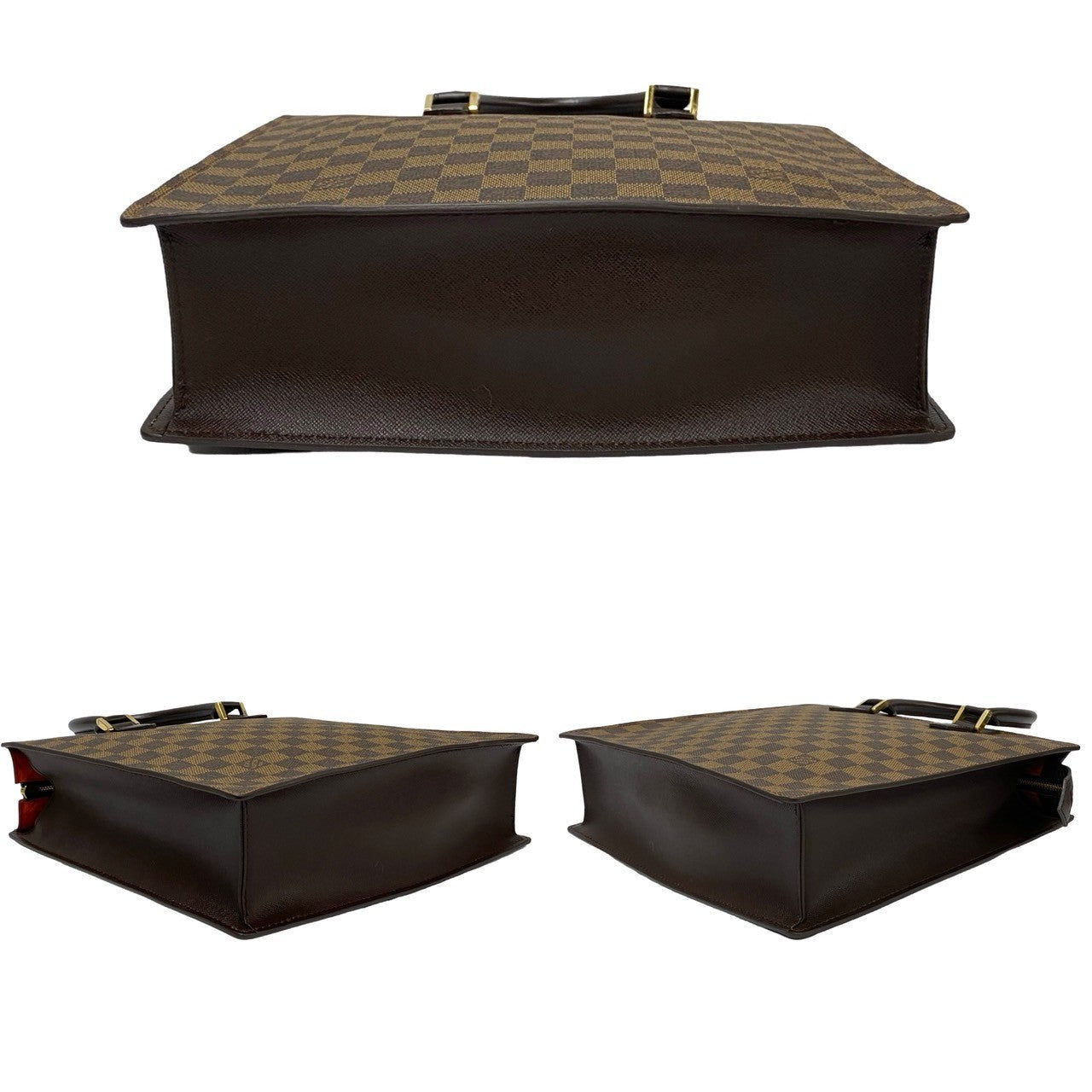 LOUIS VUITTON Handbag Leather, PVC Brown Damier Venice PM Women Used