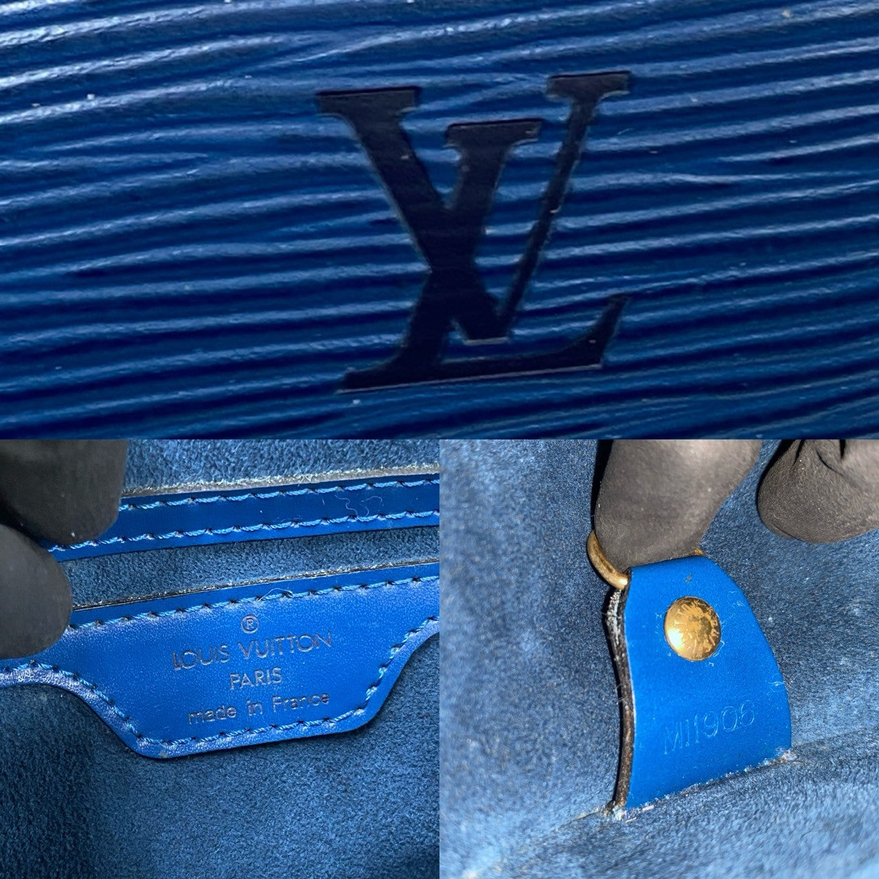 LOUIS VUITTON Handbag Epi Leather blue Epi Suflo Women Used