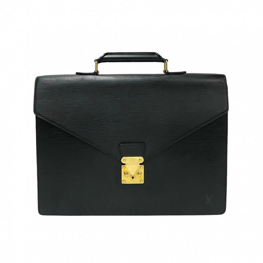 LOUIS VUITTON Business bag leather black Epi Serviette Ambassador mens Used
