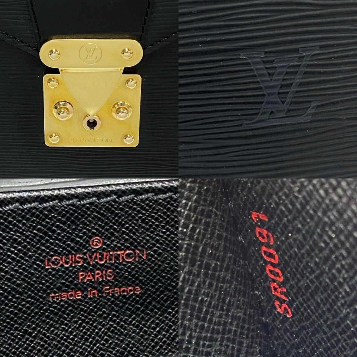 LOUIS VUITTON Business bag leather black Epi Serviette Ambassador mens Used