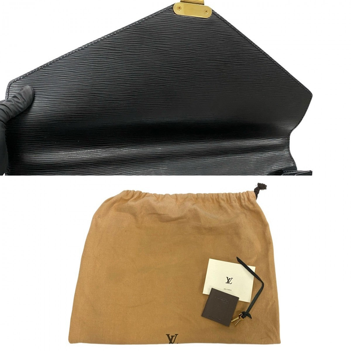 LOUIS VUITTON Business bag leather black Epi Serviette Ambassador mens Used