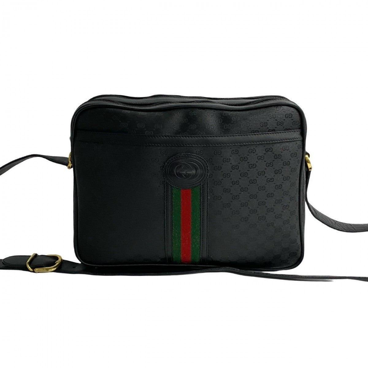 GUCCI Shoulder Bag leather black Sherry line Old Gucci