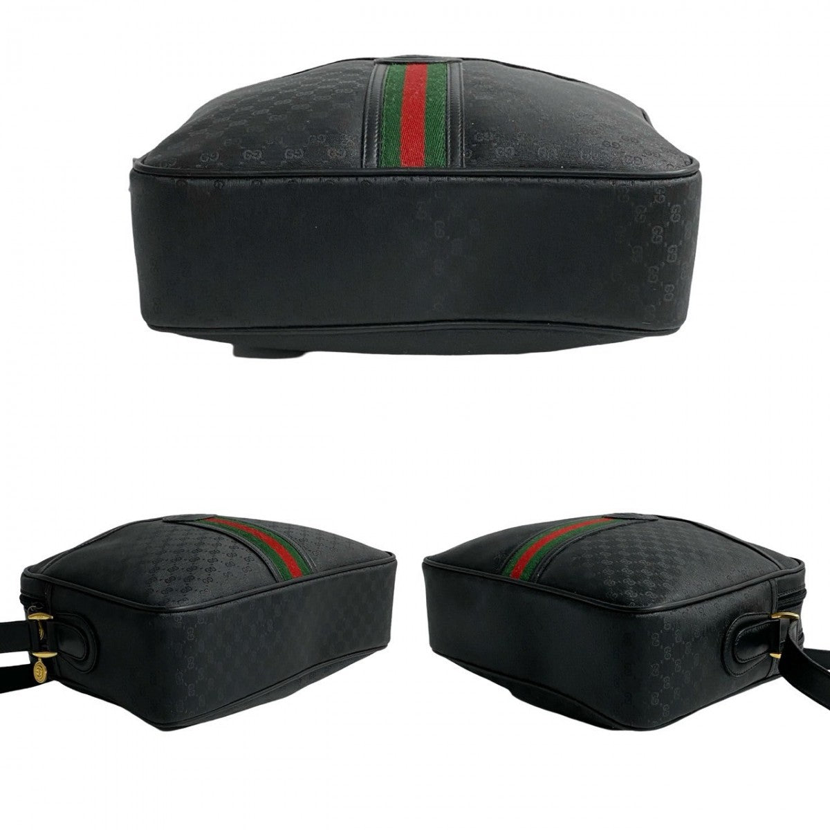 GUCCI Shoulder Bag leather black Sherry line Old Gucci