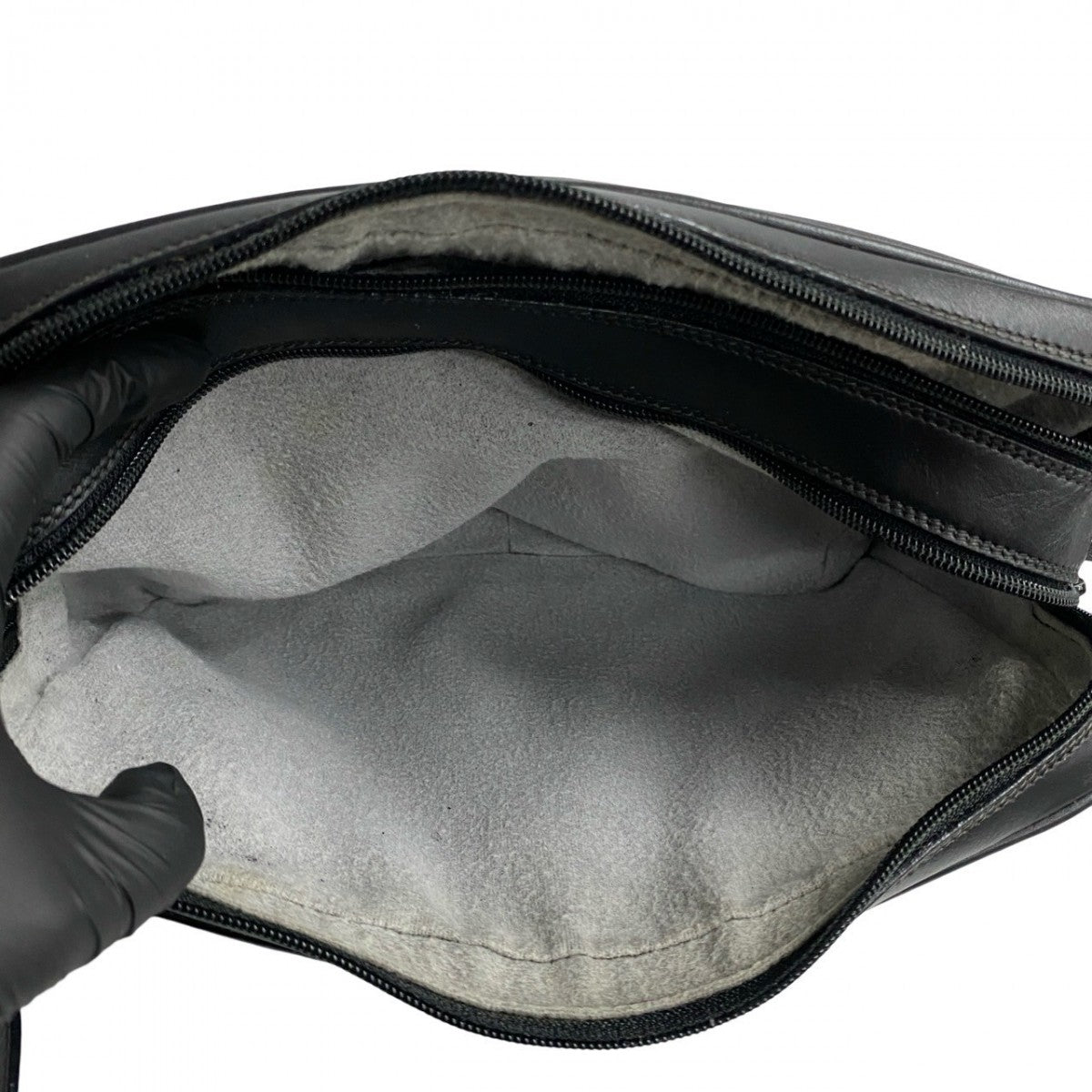 GUCCI Shoulder Bag leather black Sherry line Old Gucci