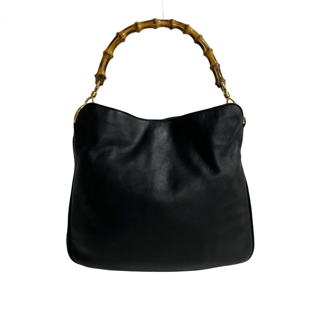 GUCCI Shoulder Bag leather black Bamboo