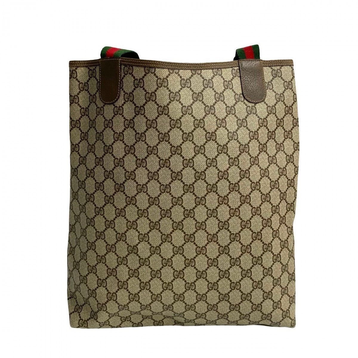 GUCCI Tote Bag Leather, PVC Red GG logo Metal Sherry line Old Gucci Women Used